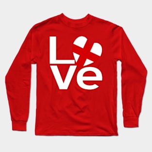 White Red English LOVE Long Sleeve T-Shirt